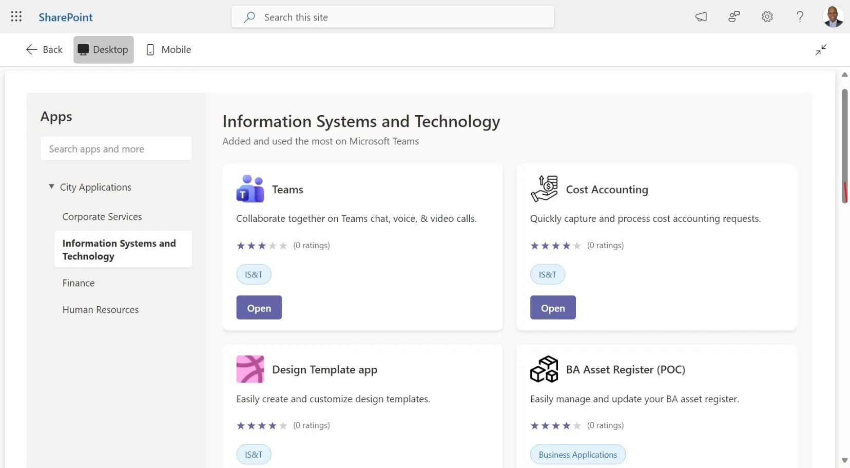 Custom SharePoint app portal surfacing Power Apps inside Microsoft Teams
